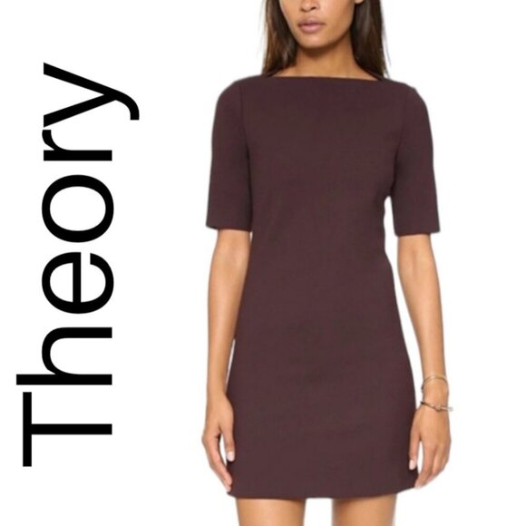 THEORY HARKIN FADED SHORT SLEEVE WOOL MINI SHEATH DRESS, SIZE 4 - Picture 1 of 10